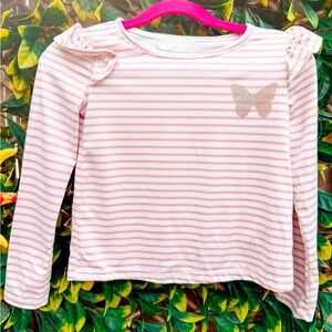 🔹 10/$25- Btween Striped Butterfly Ruffle Sleeve Top‎